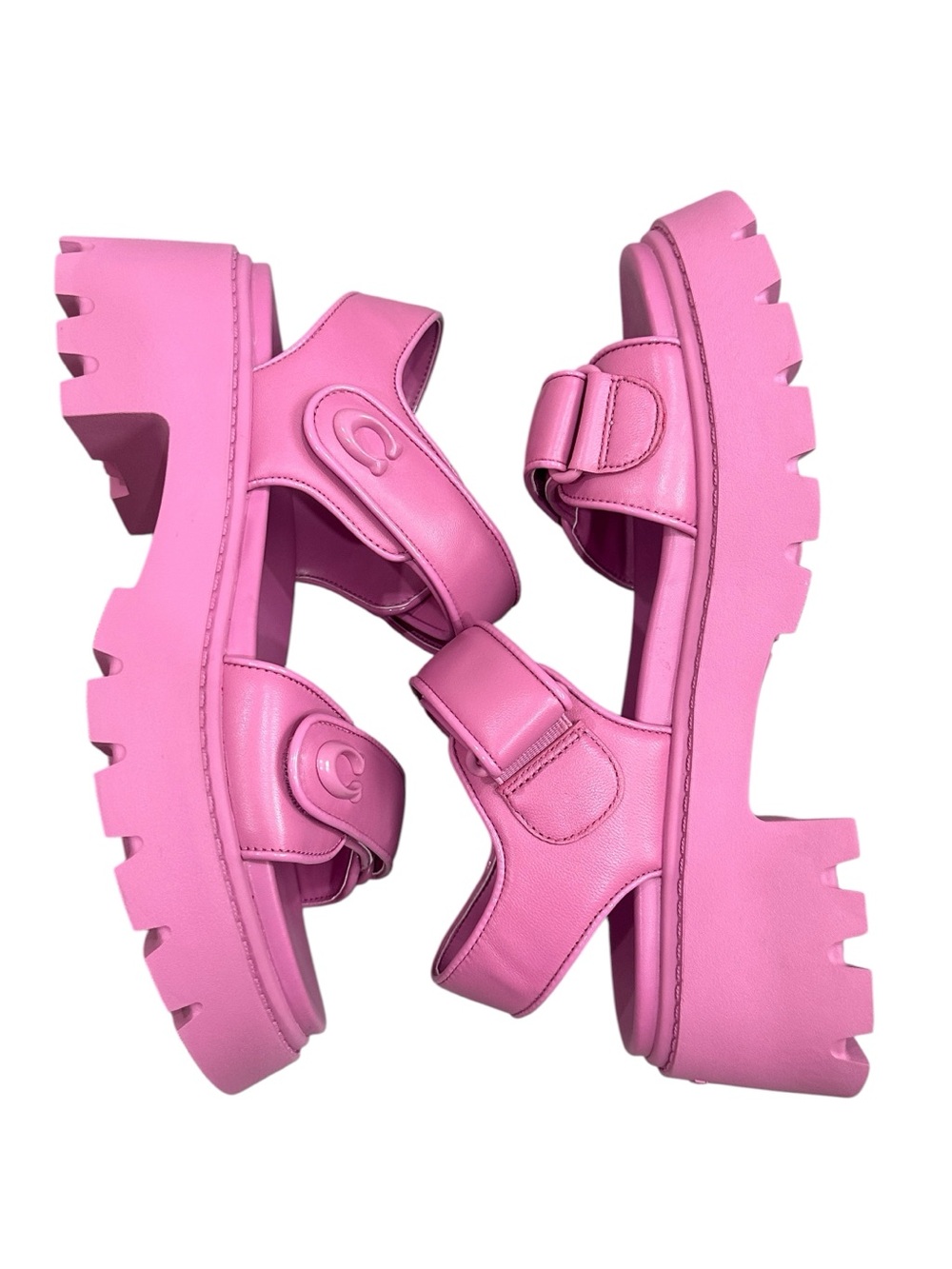 COACH Women's Pink Berry Brynn Double-Band Sporty Lug-SoleChunky Platform Sandal - Picture 7 of 16